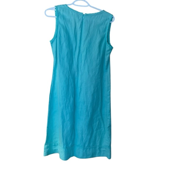 Boden Linen Sleeveless Summer Dress Aqua Blue Size 4L - Picture 6 of 10